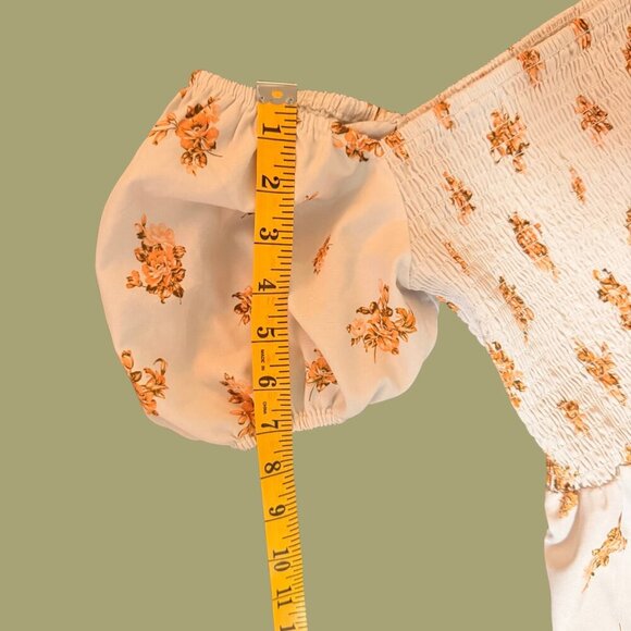 J.Crew Cream Floral Smocked Puff Sleeve Midi Dress – Size M - Picture 5 of 7